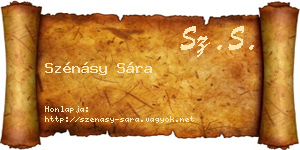 Szénásy Sára névjegykártya
